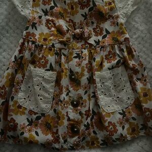 Floral Button-Down Dress with Lace Pockets